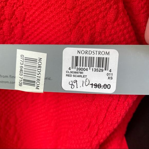 Classiques Entier Sweater Red Textured Stretch Partial Back Zip NWT XS Holiday - Picture 8 of 10